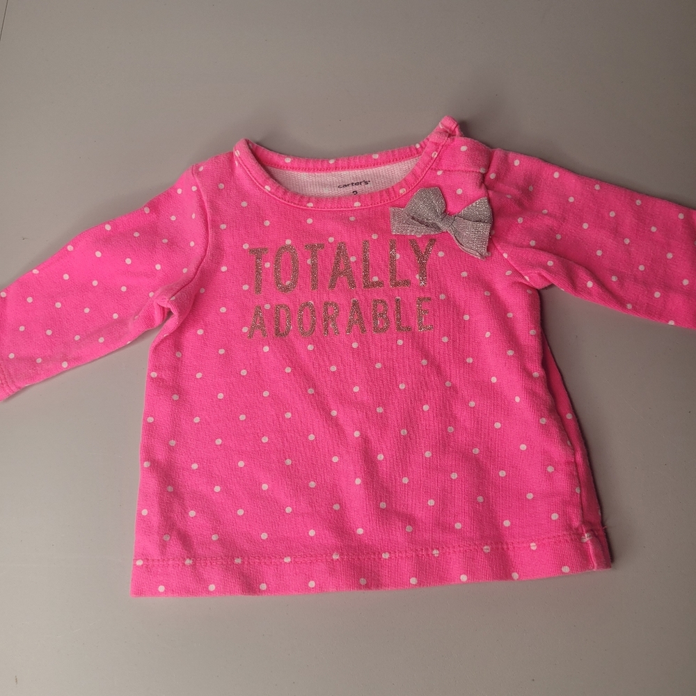 3 Month Carters Baby Girl Totally Adorable Shirt